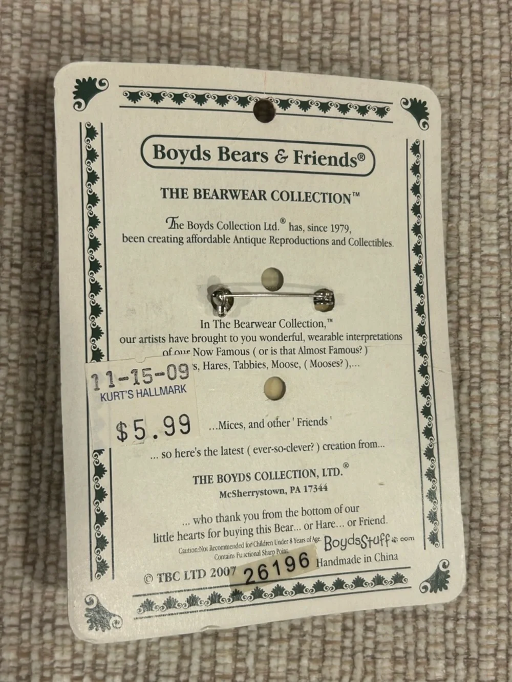 3 Vtg Boyds Bear Bearwear Resin Pins  Angel, Sunflower & Winter coat
